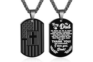 Zocomi Graduation Father's Day Gifts To My Son Dad Brother Husband Grandson Grandpa Boyfriend Man Dog Tag Cross Necklace Christian American Flag Birthday Jewelry for Men Boys
