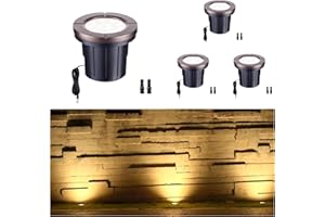 Varmtalys LED Well Light, In Ground Landscape Lights Low Voltage Outdoor, 12V IP67 Waterproof, Bright Wired Aluminum ORB for Patio Pathway Lawn 6W 580LM 4 Pack