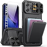 SSLOTSCASE for iPhone 17 Pro Max Case with 2X Screen Protector, HD Clarity Anti-Scratch, Credit Card Holder & Kickstand & Slide Camera Lens Cover, Heavy Duty Phone Cover for iPhone 17 Pro Max, Black