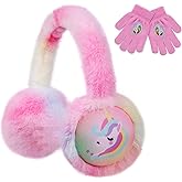 BAOPLAYKIDS Kids Knitted Unicorn Earmuffs and Gloves Set Winter Outdoor Plush Ear Muffs Ear Warmers for Girls 4-16Years