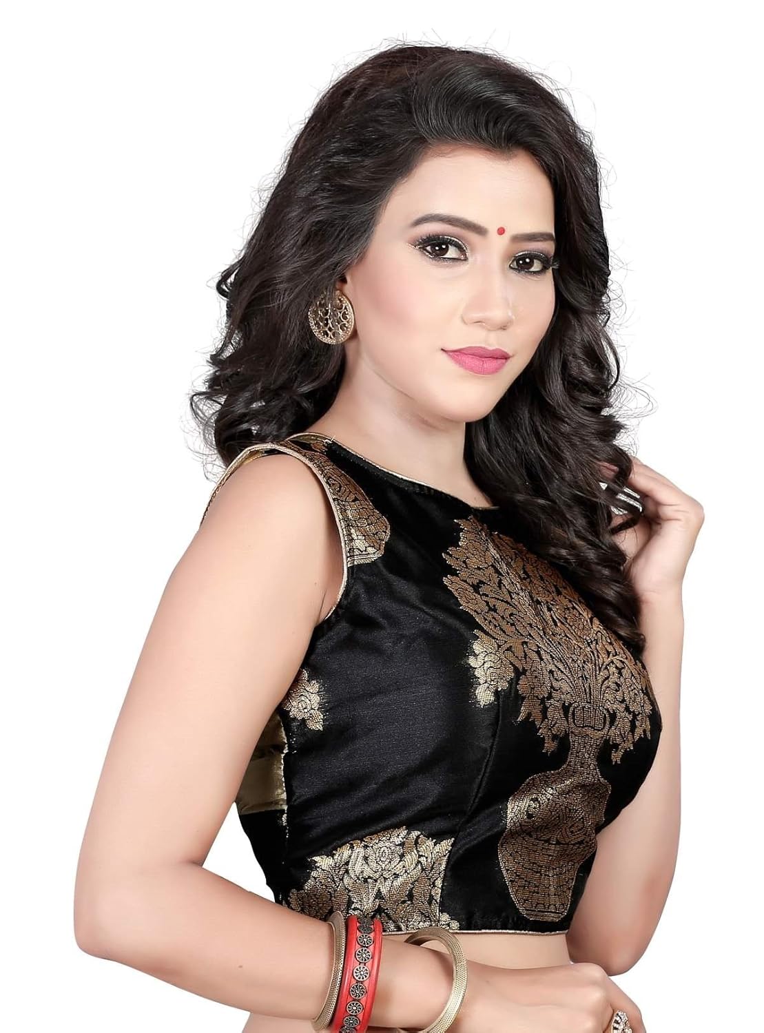 kuvarba fashion women's jacquard stitched readymade free size saree blouse