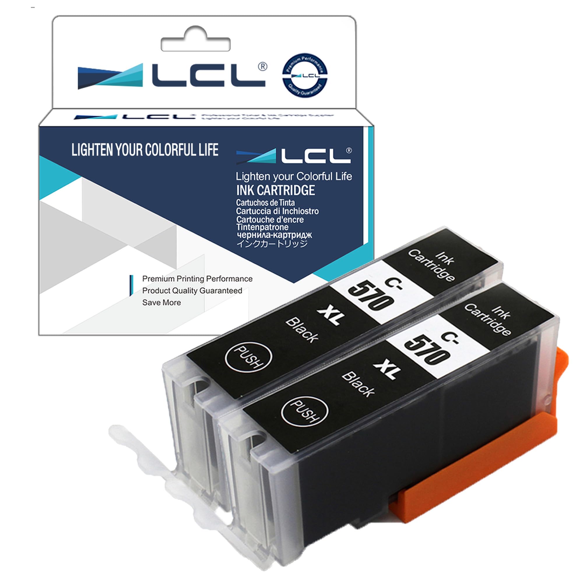 LCL PGI-570XL Ink Cartridge Replacement for Canon PGI-570 PGBK PGI-570XL PGI-570XLBK Canon PIXMA MG5750 MG5751 MG5752 MG5753 - MG7750 MG7751 MG7752 MG7753 TS5050 TS5051 TS5053 (2 PGBK)