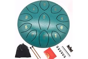 MOYRGG Outdoor Rain Drum, 6-Inch 11 Tone, Waterproof, Zen Yoga Gift, Music Book, Storage Bag, Hammer and Fingers Picks (Green
