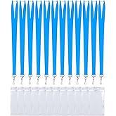 CANWELUX 12 Pack Bright Neon Sky Blue Lanyard with Thick ID Badges Holder, Breakaway Lanyard for ID Badges, Neck Straps for Adult, School, Work (Neon Sky Blue,12Pack)
