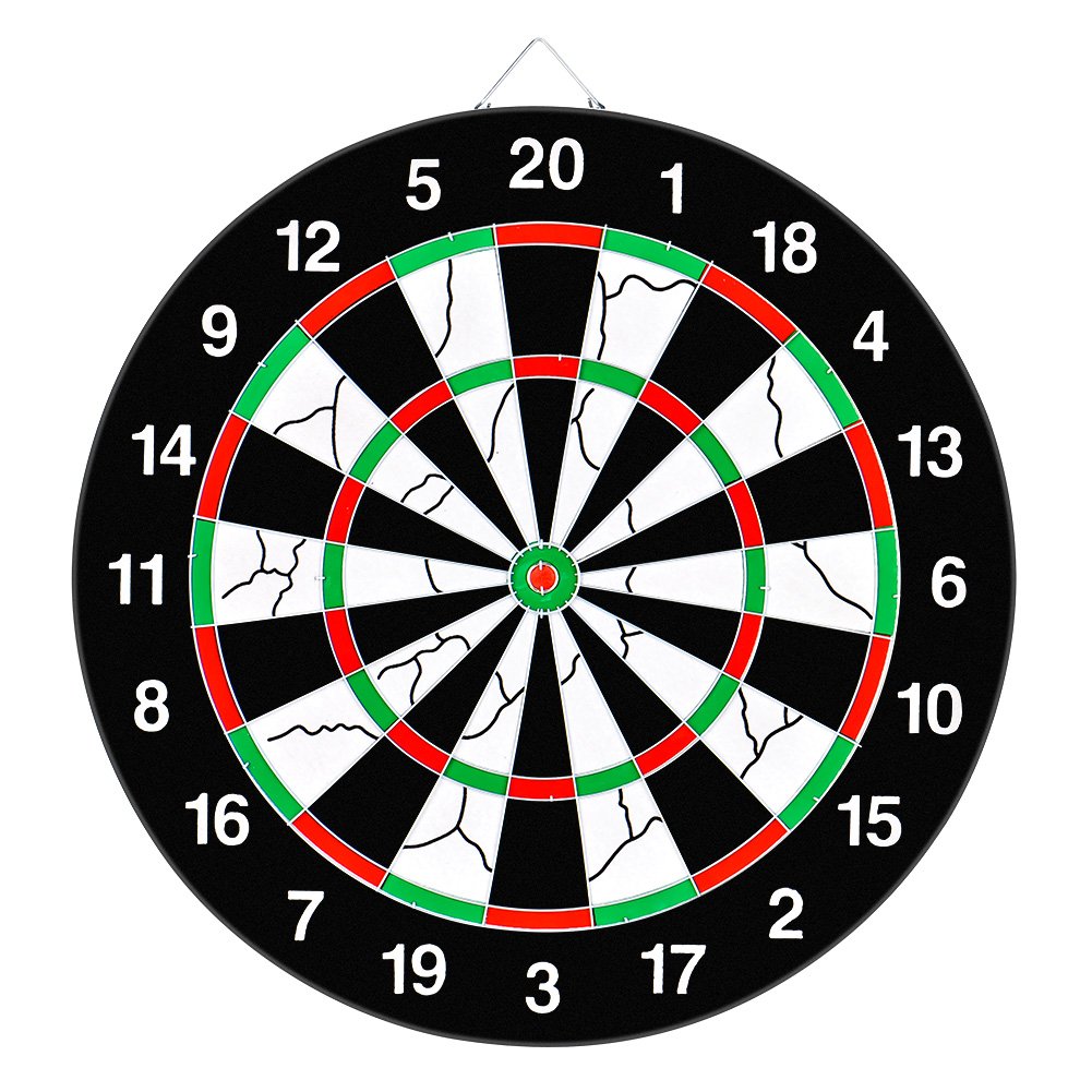 GYMAN 18 Inch Dartboard, Family Tournament Sized Dart Game Double Sided Dartboard Complete Set Official Size with 12 Steel Darts