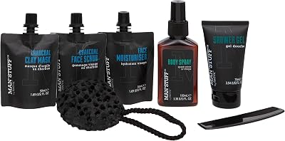 Technic Man Stuff Shower Gel Face Wash Men's Grooming Gift Set Wooden Tray