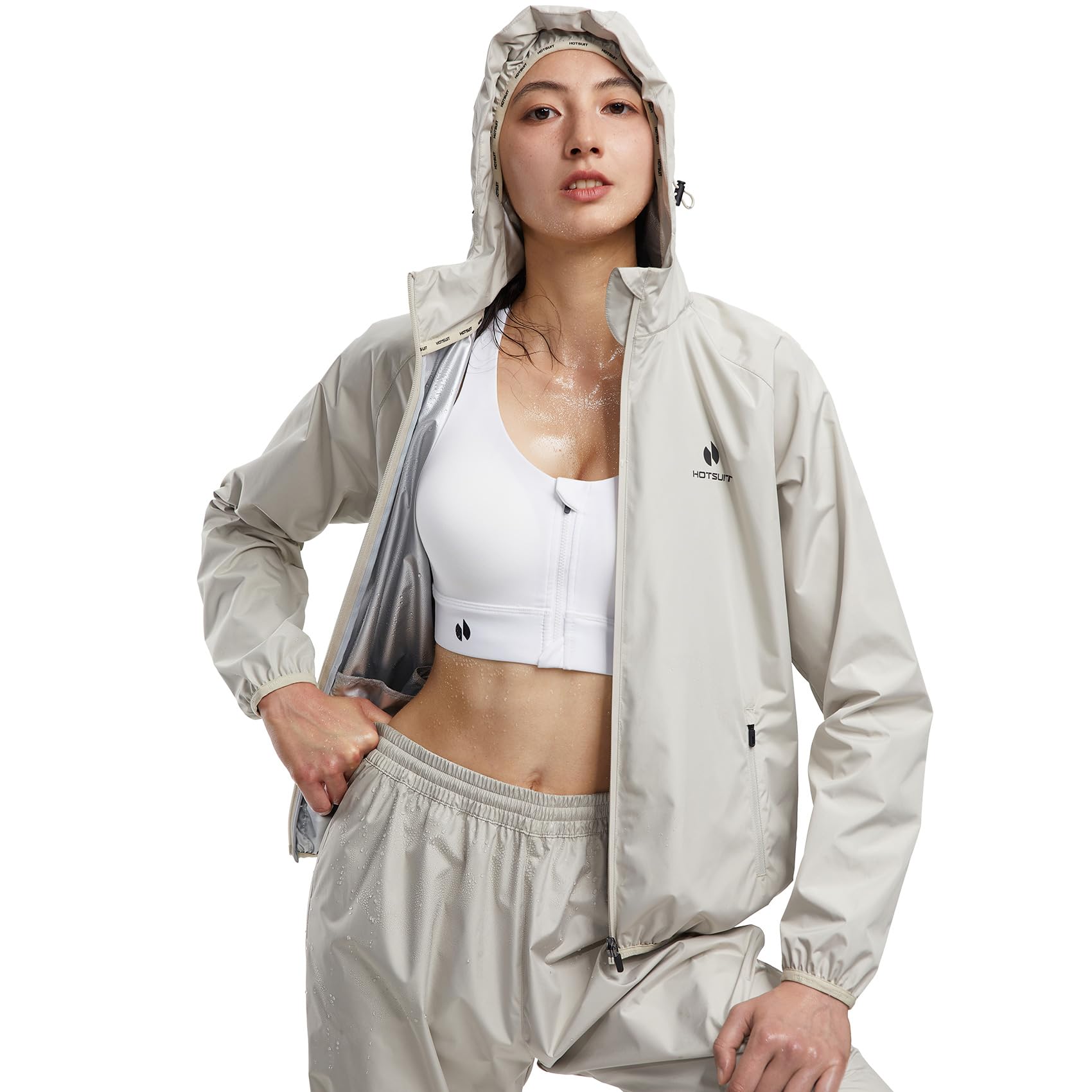 HOTSUIT Sauna Suit Women Machine Washable Sweat Sauna Jacket Pants Anti Rip Sweat Suits for Gym Workout Image