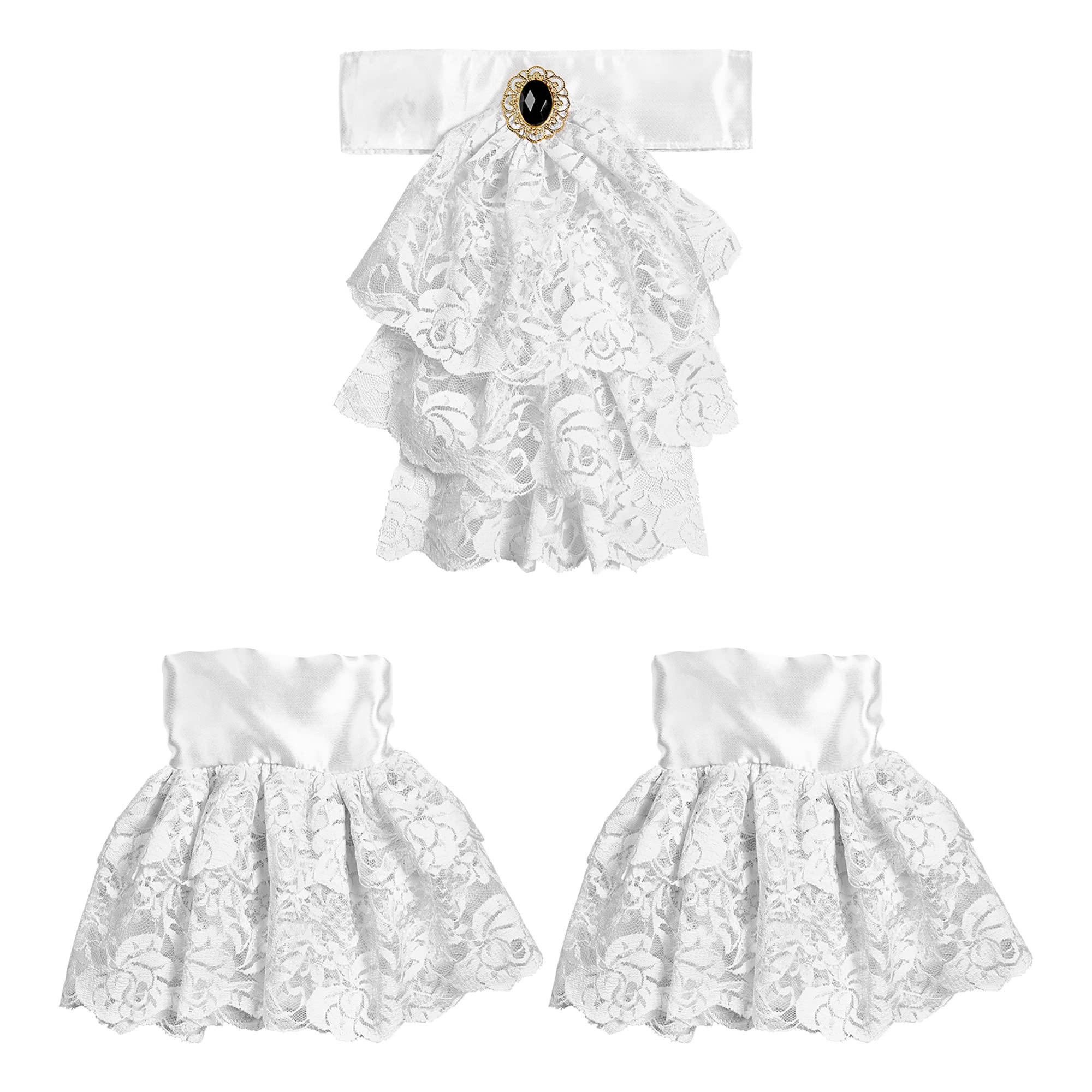 W WIDMANN MILANO Party Fashion - Jabot with gem and Lace Cuffs, Adult Size, 18th Century, 19th Century, Middle Ages, Venetian Carnival, Vampire, Theme Parties