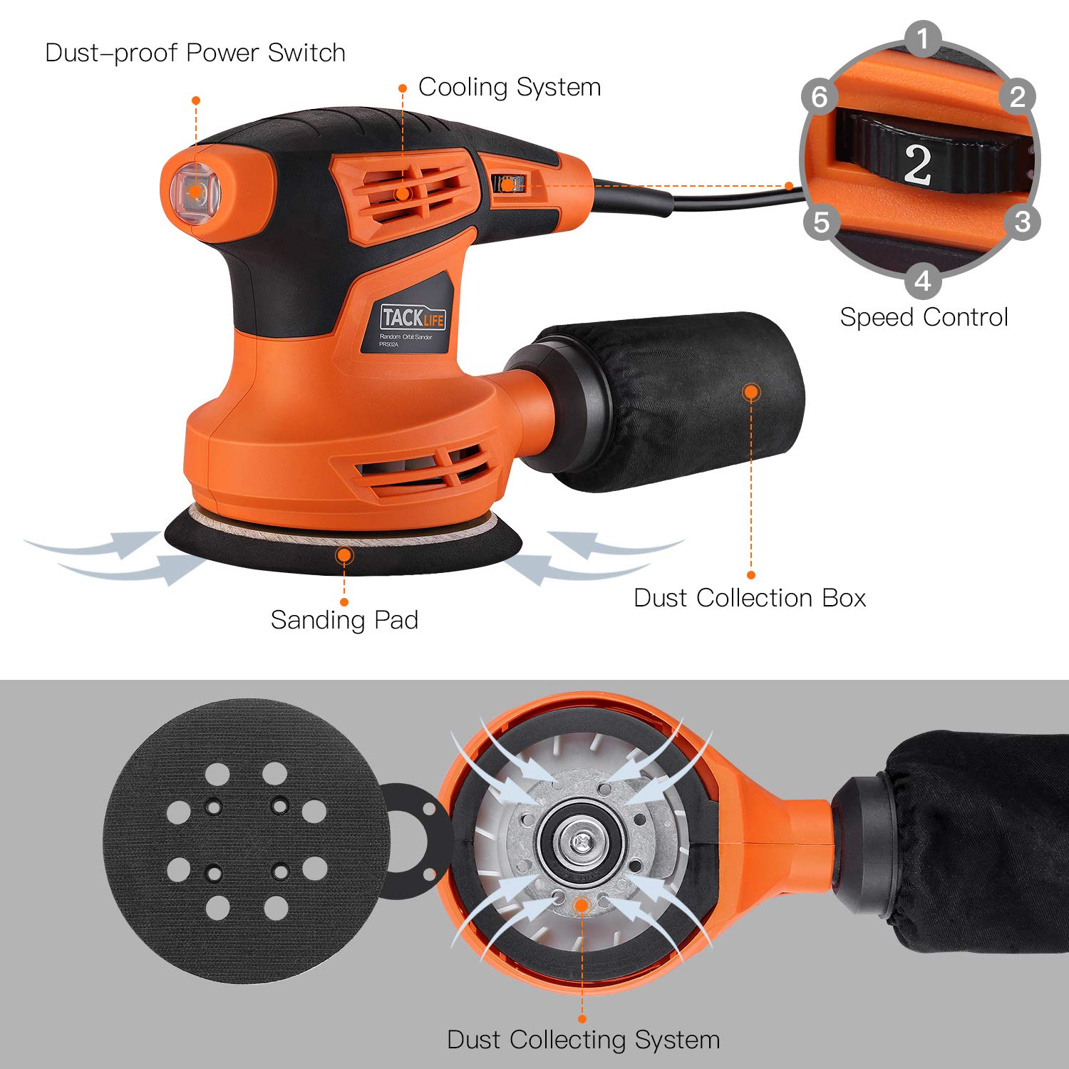 TACKLIFE PRS02A Random Orbital Sanders product image 2