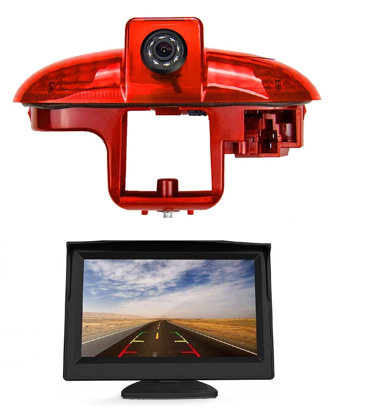 HD 720p Rear Backup Parking Camera With 5.0 Inch LCD Monitor Kits,3rd Brake Light Replacement Camera for FIAT Talento Primastar Trafic, Opel Combo,Vauxhall Vivaro A(2001-2014)