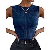 Zeagoo Women's High Neck Tank Top 2026 Summer Casual Ribbed Knit Slim Fitted Basic Textured Sleeveless Shirts