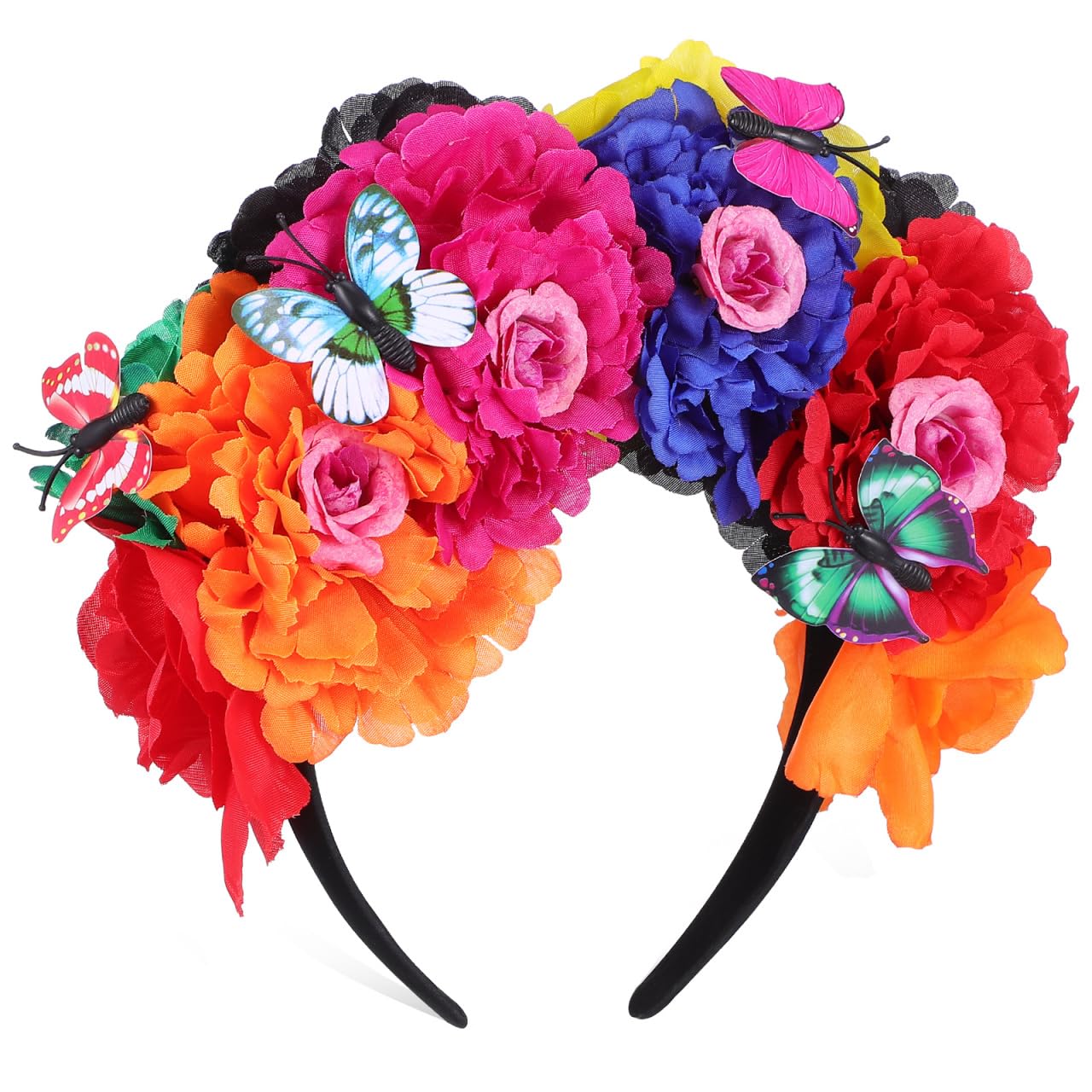 FRCOLOR Flower Crown Headband Rose Headband Plastic Floral Headwear Garland Floral Wreath Headpiece Colorful for Halloween Girls Ladies Women Ornaments