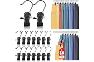 BESSLLY 36 Pack Boot Hangers Clips for Closet, Heavy Duty Legging Organizer for Closet Hanging Pants Hangers with Clips Clothes Pins Hanger Clips Laundry Hooks Towel Socks Hats Tall Boots Home Travel Black