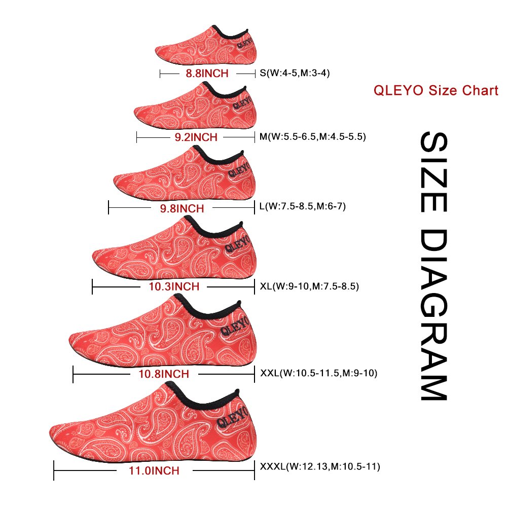 QLEYO Water Shoes Quick Dry Shoes for Men and Women Barefoot Skin Shoes Beach Water Shoes for Swim Yoga surf VDSX003-U22-35/36