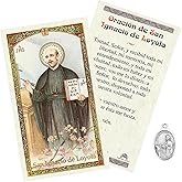 Trendzeen San Ignacio de Loyola Oracion - Saint Ignatius de Loyola Medalla - Spanish St Ignatius Loyola Prayer Card and Pendant Set, Made in Italy - 2 Items