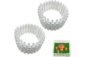 YFANITI 2Pcs Miniature Fairy Garden Fence,DIY Wood Picket Fence Mini Ornament,Home Garden Plant Pot DIY Diorama Project (White,1.96"x 35.4")