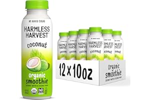 Harmless Harvest Organic Coconut Smoothie Blend of Coconut Water and Coconut Meat, Hydration & MCTs, No Sugar Added, Vegan, Fair for Life Certified, Original Smoothie 10 Fl Oz (Pack of 12)