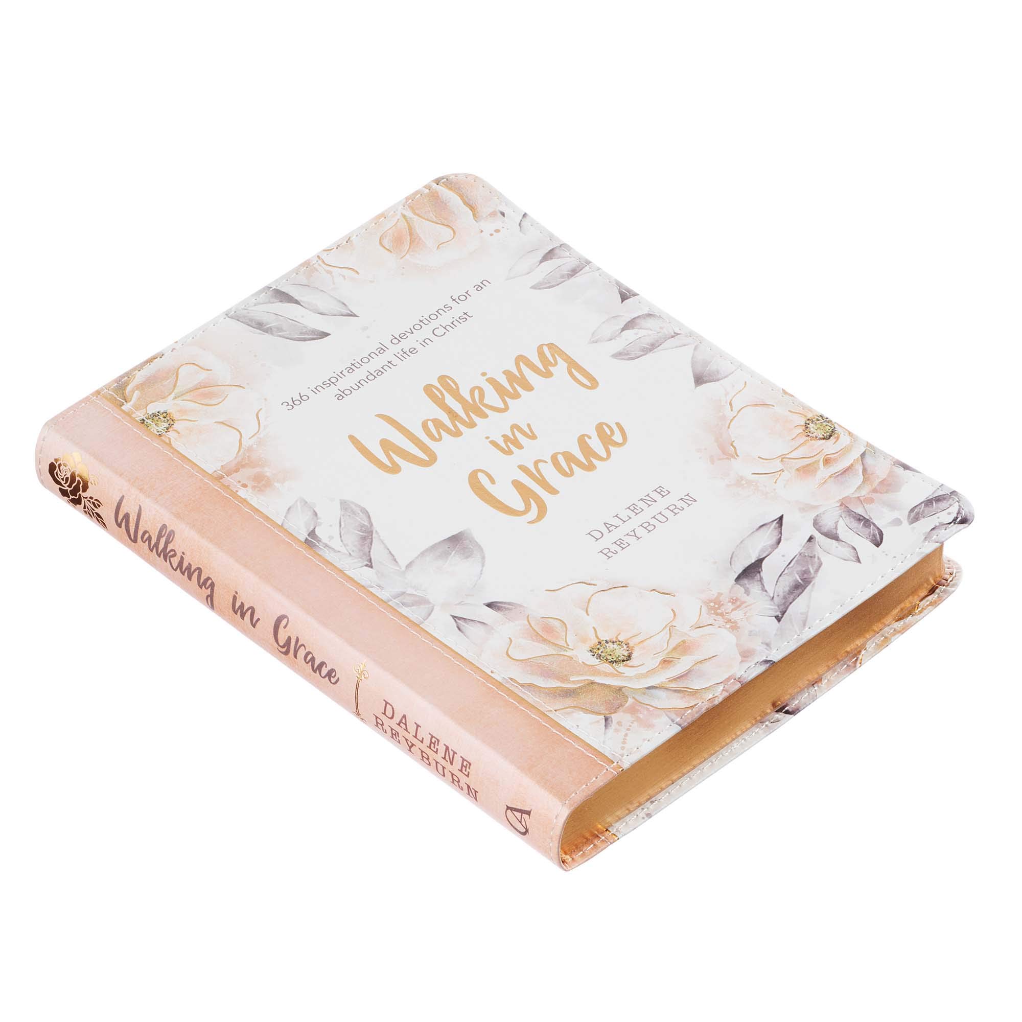 Walking in Grace - 366 Inspirational Devotions for an Abundant Life in Christ - Floral Faux Leather Flexcover Devotional Gift Book for Women