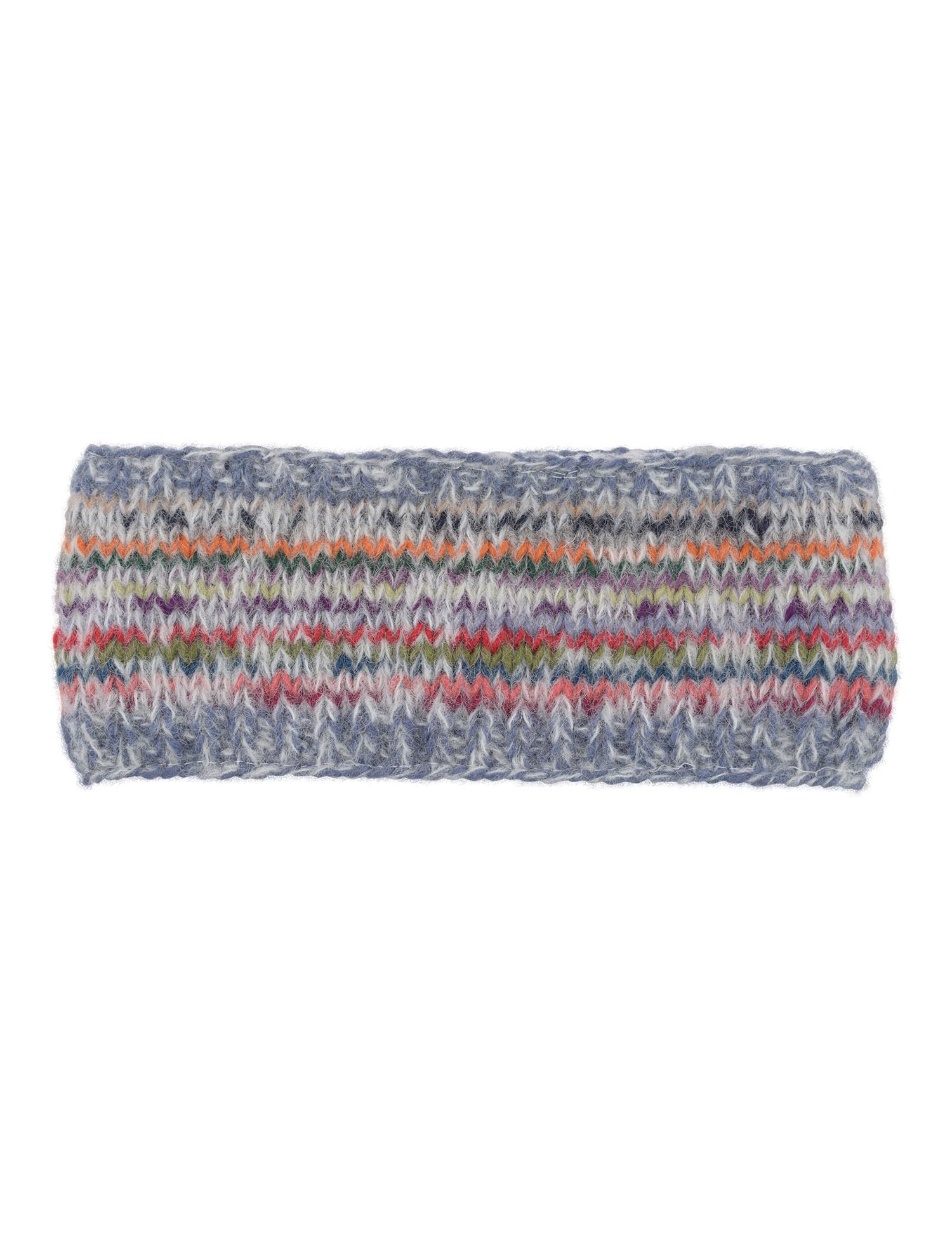 Pachamama Women Wool/Mohair Ear Warmer Headband Fleece Lined Handknitted Striped Multicoloured One-Size Handmade Fair Trade