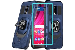 Aulzaju for BLU View 4 Case with Screen Protector,Blu View 4 Phone Case Magnetic Car Ring Stand Soft Silicone Bumper Heavy Duty Military Grade Cover for BLU View 4/BLU View 2 2023 B135DL Blue