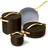 Caraway Specialty Cookware+ Collection 8-pc Pot &amp; Pan Set with Storage | Non-Stick Ceramic-Coated Petite Cooker, Stir Fry Pan, Rondeau, and Stock Pot, 3 Lids and Storage Organizer Included, Black