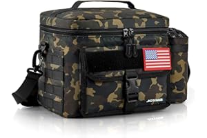 JOYHILL Tactical Lunch Box for Men, Insulated Lunch Bag with Bottle Pouch Holder Large Thermal Cooler Bag for Adult Work Camping,Navy,13L