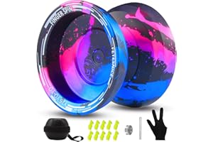 FETESNICE Y26 Professional Butterfly Yo-Yo - Dual Mode Responsive/Unresponsive Finger Spin Yoyo for Kids, Adults & Competition Players | Pro Yo-Yo with 10 Strings + Case & Gloves（Black Blue Pink）