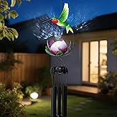 Taman Solar Wind Chime - 46" Hummingbird Solar Light with Lotus Crack Glass Ball Valentine's Day Gift for Outside Waterproof Decorative Memorial Gift, for Home, Outdoor, Yard, Patio,Garden Decor