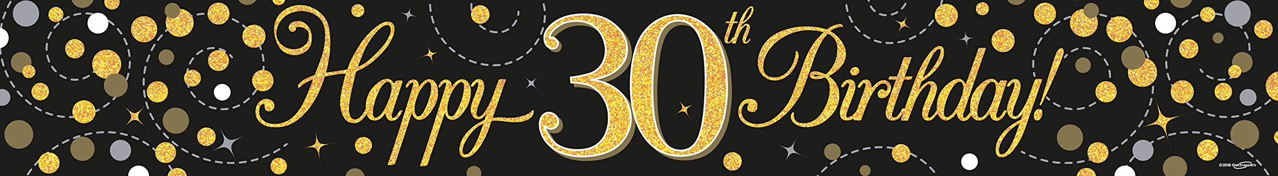 30th Birthday Black And Gold Birthday Party Foil Banner Pennant Age 30