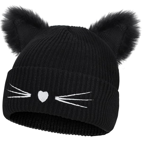 【新品】Cat ear l eyelet knit beanie LUCKYBUNNY Women Girls Cute Cat Ears Beanie Hat Winter Crochet