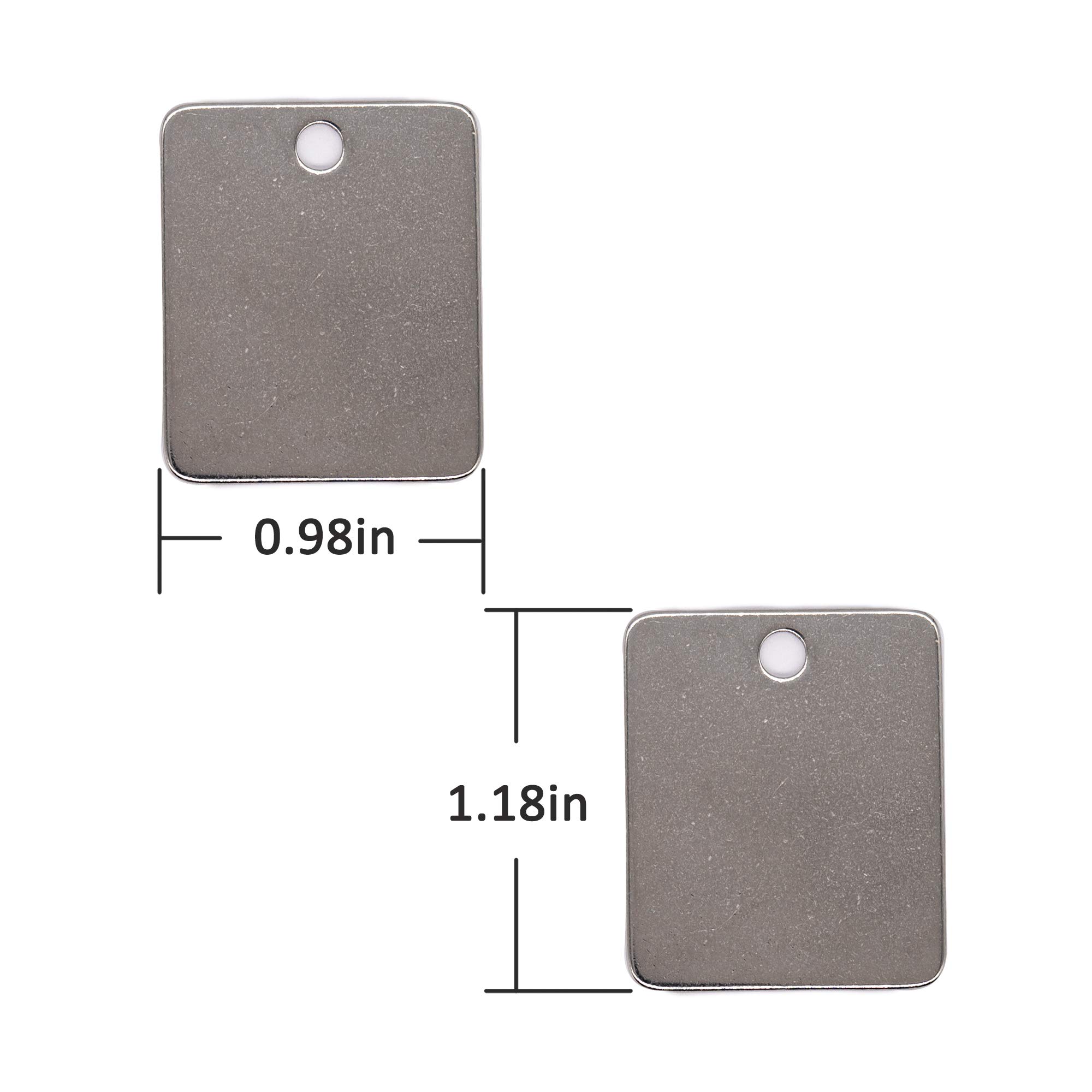 StayMax Rectangle Engraving Blanks Stainless Steel Stamping Blank Tags with Key Rings 25 Pack