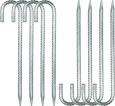 YOUNTHYE 8Pcs 40cm Galvanised Steel Ground Pegs Heavy Duty Tent Stakes
