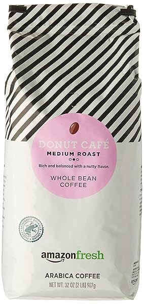 AMAZON FRESH, DONUT CAFE WHOLE BEAN COFFEE, MEDIUM ROAST, 32 OZ
