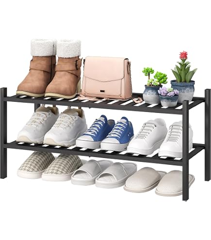 Amazon.com: VICTORY RELAX 2 Tier Shoe Rack, Stackable Acacia Wood
