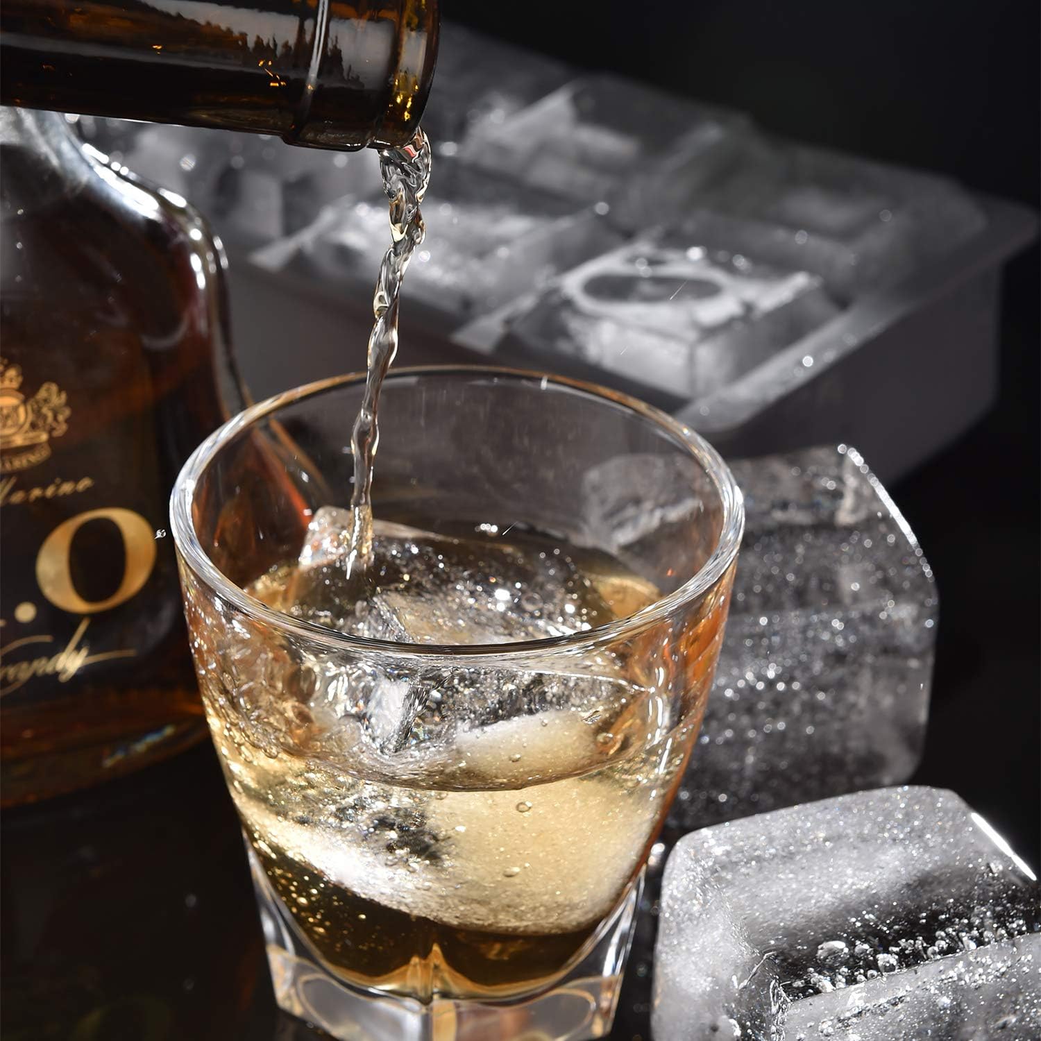Samuelworld Ice Cube Trays - Jumble Big Cubes & 2.5 inches Large Sphere Ice Mold Combo for Whiskey and Cocktails, Keep Drinks Chilled (Grey): Kitchen & Dining