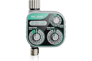 QUOBAS 3-Dial Analog Water Timer, Mechnical Control Automatic Sprinkler Timer with Manual and Rain Delay, for Garden Hose Watering, Drip Irrigation, Self-Watering System, Easy to Set Up
