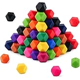 HHCFAST 96Pcs Hexagon Silicone Beads, 14mm Polygon Silicone Beads for Keychain Making, Pens and Bracelet Making(Multicolor Classic)