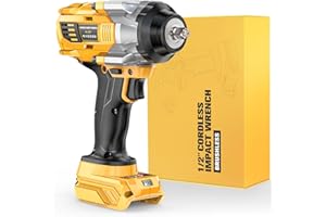 NATBEESY Impact Wrench Compatible with DeWalt 20V MAX Battery: 1/2 Inch Hog Ring Impact Driver High Torque - 1360N.m/1000Ft-lbs Cordless Impact Gun - Brushless Motor with LED Light - Tool Only