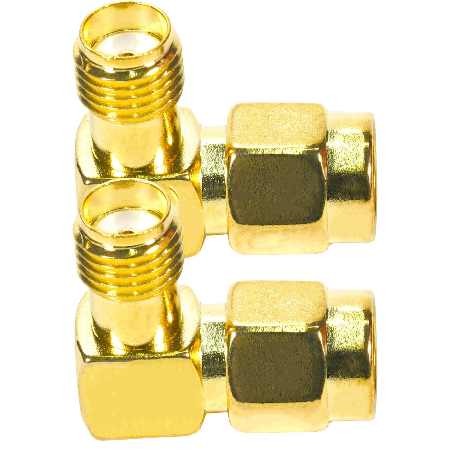 Fohevers 2 Pcs RP-SMA Male Plug to SMA Female Jack 90 Degree Adapter Antenna Connector for Radio WiFi Router FPV Dron Mobile