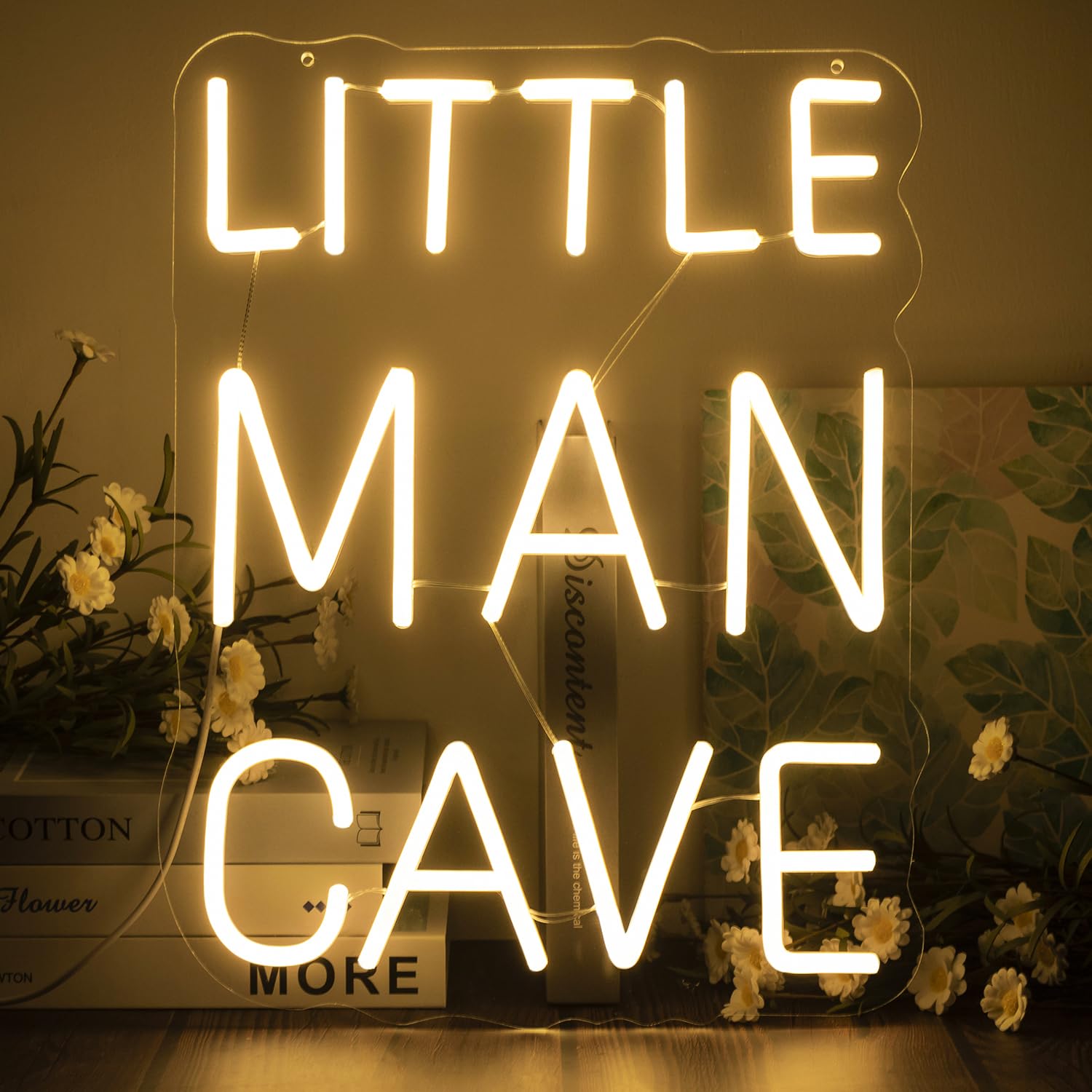 Photo 1 of Little Man Cave Neon Sign Dimmable Neon Signs for Wall Decor Inspirational LED Signs USB Light Up Sign