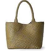 JOTOFIT Woven Shoulder Bag for Women, Fashion Top Handle Soft Vegan Leather Shopper