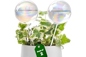 Bamworld Light Iridescent Rainbow Gradient Glass Self Watering Spikes and Globes 2 Pieces Automatic Irrigation for Indoor Out