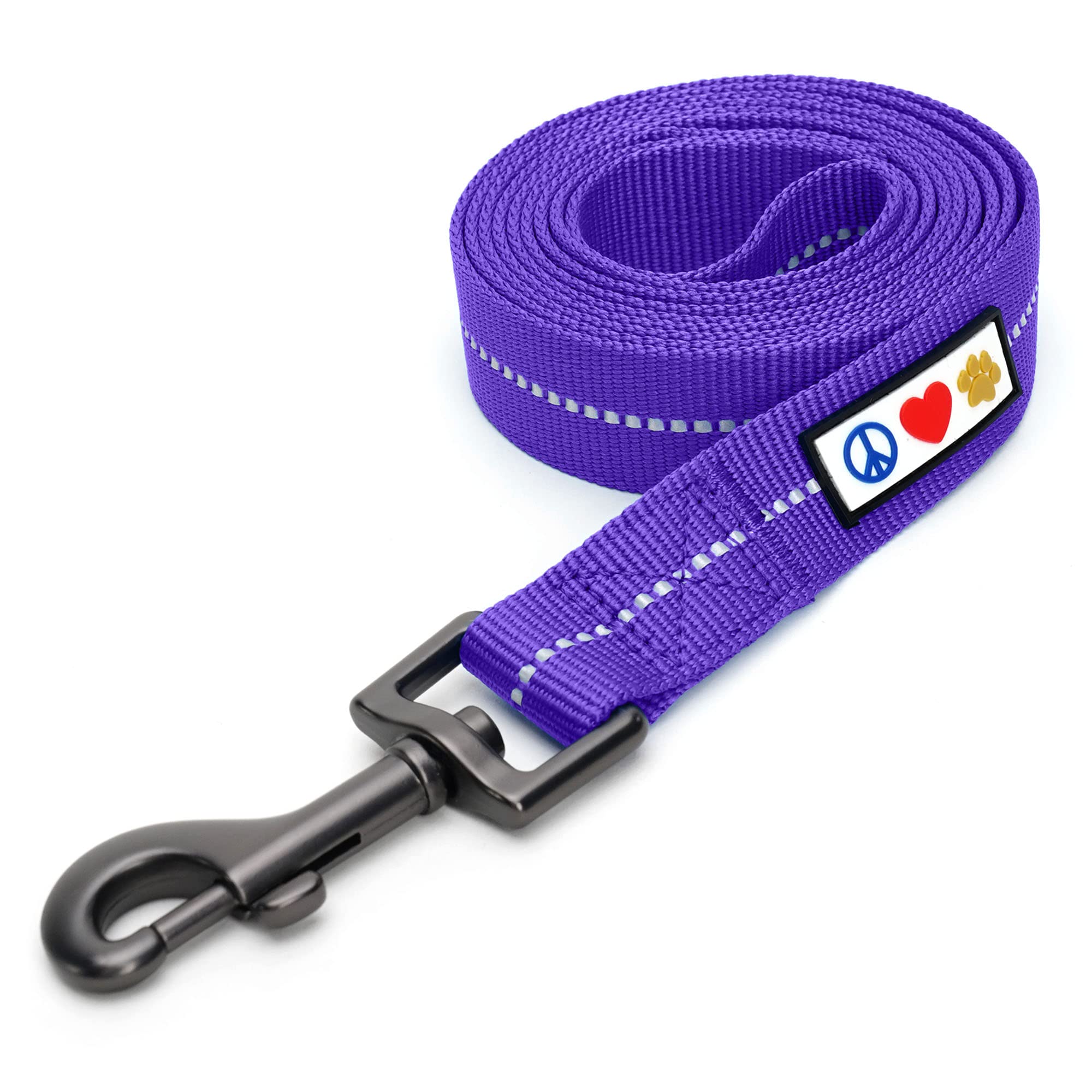 Pawtitas Dog Lead for Large Dogs Comfortable Handle Training Dog Lead 1.8m Long Dog Lead Puppy Lead - Recycled Reflective Lead Purple Dog Leads for Medium Dogs or Lead for Large Dog