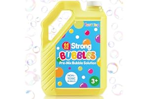 YUNAKING 64 OZ Bubble Solution Refill Pre-Mix: Non-Toxic Bubbles for Kids Refills for Bubble Machine, Wands, Blowers, No Mixing Needed Leak-Proof Bottle Solution for Bubbles Toys Parties Outdoor Events Easter