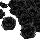 20 Pcs Black Rose Flower Head, Artificial Flowers Bulk for DIY Crafts, 3 Inch Silk Rose Fake Flower for Decoration, Wedding Home Party Decor Baby Shower Centerpieces Table Decor, No Stem