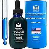Valboren Labs Methylene Blue Pharmaceutical Grade 4oz - Made in USA - Third Party Tested - Dietary Supplement - Formaldehyde & Alcohol-Free - Methane Blue for Humans 1% Drops (118ML Bottle)