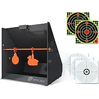 Atflbox Pellet Trap Target with 12''x12'' Splatter Bullseye Paper Targets and Spinning Shooting Targets for .177 Caliber, Sho