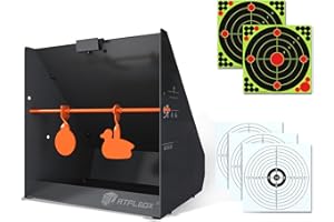 Atflbox Pellet Trap Target with 12''x12'' Splatter Bullseye Paper Targets and Spinning Shooting Targets for .177 Caliber, Sho