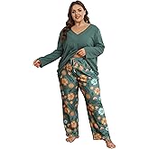 Vozanet Women's Pajamas Set Long Sleeve with Pants Fleece Winter Sleepwear Plus Size Elegant Cozy Loungewear Outfits