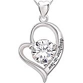 ALOV Jewelry Sterling Silver "daughter-in-law" Love Heart Cubic Zirconia Pendant Necklace